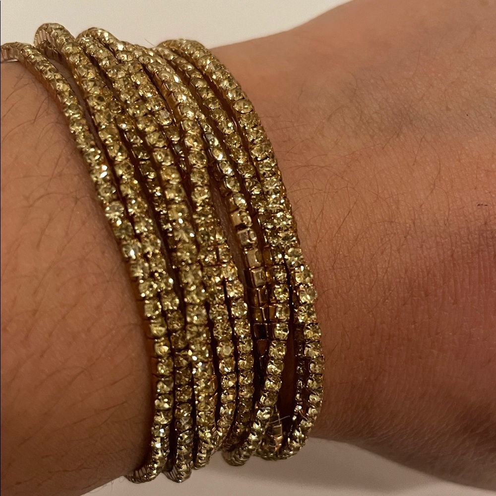 Elegant Gold Crystal Bracelet Set